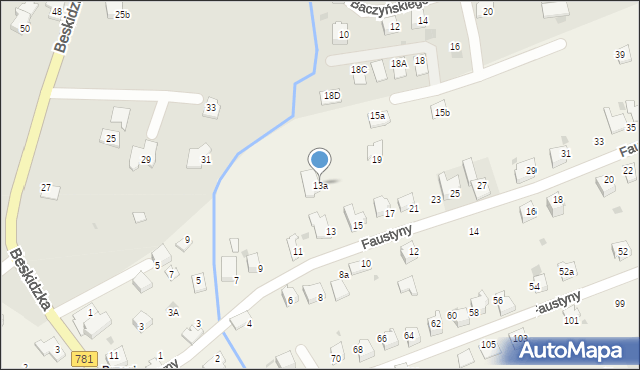 Sułkowice, bł. s. Faustyny, 13a, mapa Sułkowice
