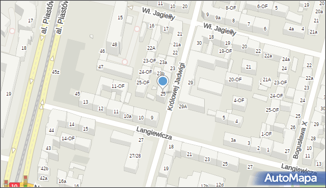 Szczecin, bł. Królowej Jadwigi, 25, mapa Szczecina