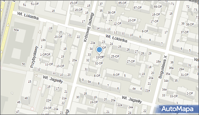 Szczecin, bł. Królowej Jadwigi, 33-OF, mapa Szczecina