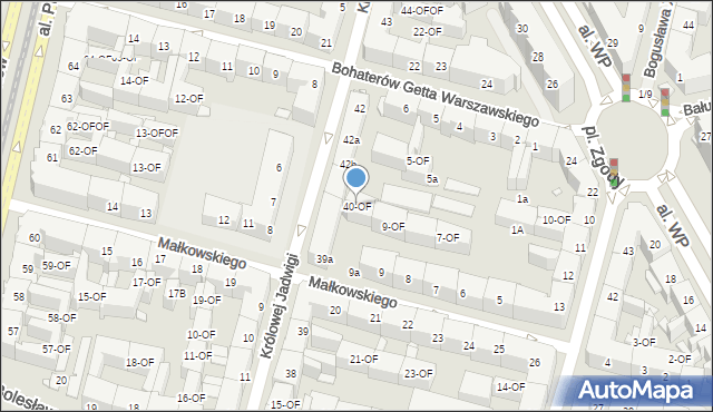 Szczecin, bł. Królowej Jadwigi, 40-OF, mapa Szczecina