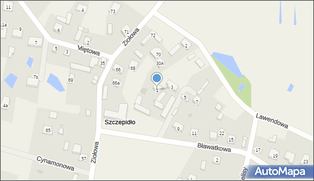 Szczepidło, Bławatkowa, 1, mapa Szczepidło