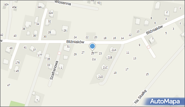 Szyce, Bliźniaków, 25, mapa Szyce