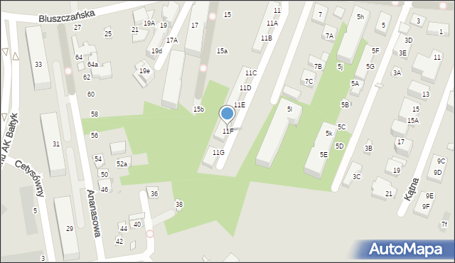 Warszawa, Bluszczańska, 11F, mapa Warszawy