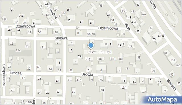 Warszawa, Błękitna, 31e, mapa Warszawy