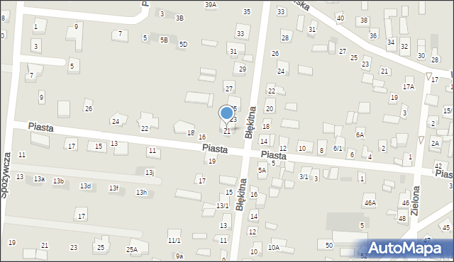 Wasilków, Błękitna, 21, mapa Wasilków