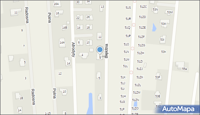 Władysławów, Błękitna, 9, mapa Władysławów