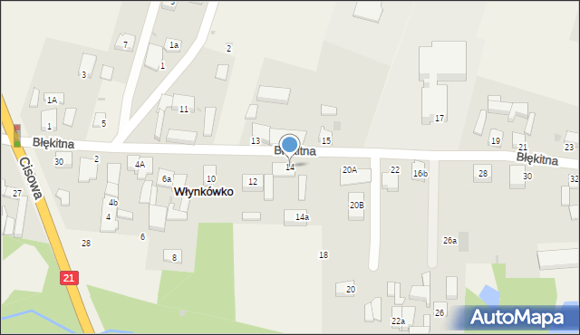 Włynkówko, Błękitna, 14, mapa Włynkówko
