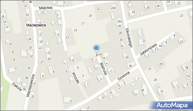 Zabrzeg, Błahuta Dominika, 8, mapa Zabrzeg