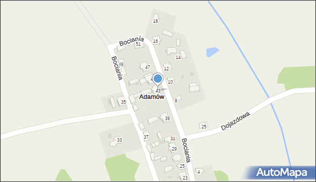 Adamów, Bociania, 43, mapa Adamów