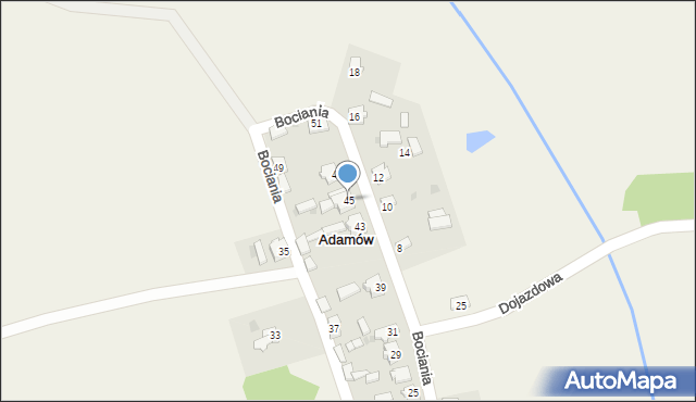 Adamów, Bociania, 45, mapa Adamów