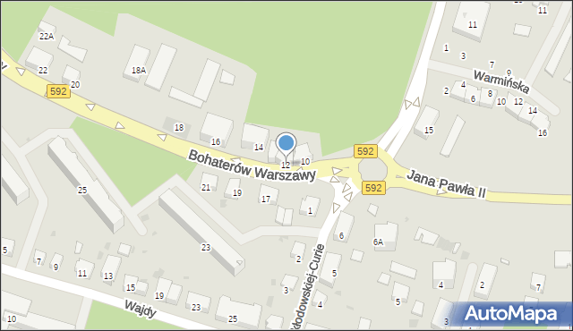 Bartoszyce, Bohaterów Warszawy, 12, mapa Bartoszyce