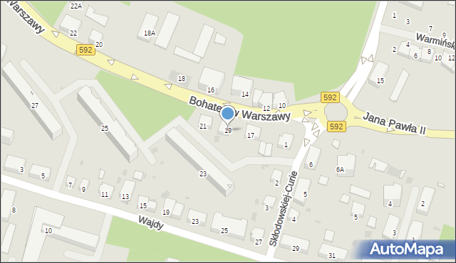 Bartoszyce, Bohaterów Warszawy, 19, mapa Bartoszyce