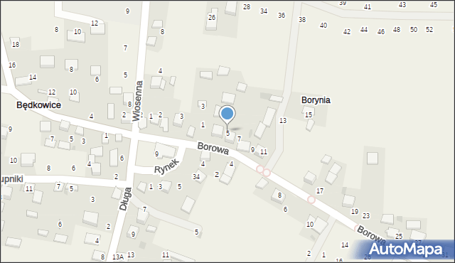 Będkowice, Borowa, 5, mapa Będkowice