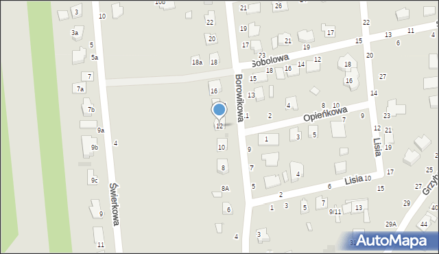 Biała Podlaska, Borowikowa, 12, mapa Białej Podlaskiej