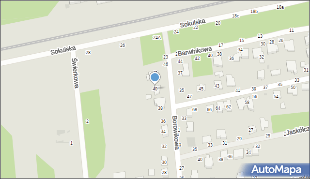 Biała Podlaska, Borowikowa, 40, mapa Białej Podlaskiej