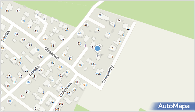 Białe Błota, Boruty, 1, mapa Białe Błota