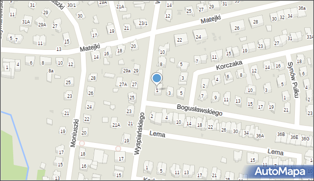 Białystok, Bogusławskiego Wojciecha, 1, mapa Białegostoku