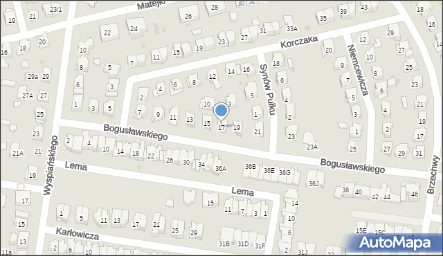 Białystok, Bogusławskiego Wojciecha, 17, mapa Białegostoku