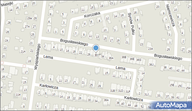 Białystok, Bogusławskiego Wojciecha, 30, mapa Białegostoku