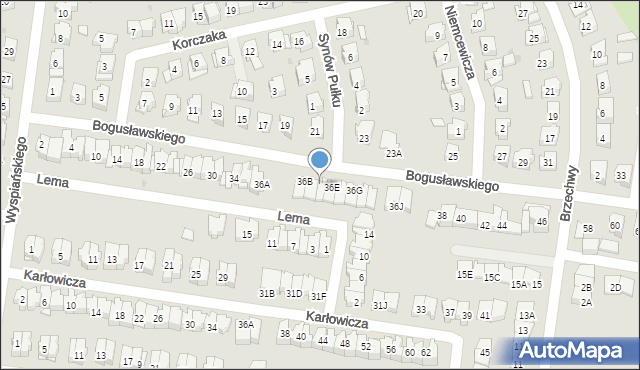 Białystok, Bogusławskiego Wojciecha, 36D, mapa Białegostoku