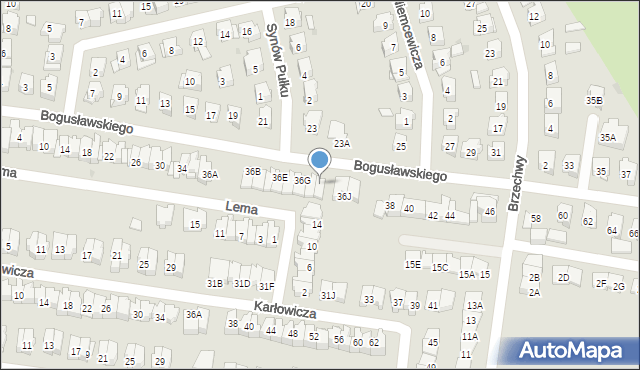 Białystok, Bogusławskiego Wojciecha, 36I, mapa Białegostoku