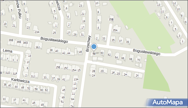 Białystok, Bogusławskiego Wojciecha, 58, mapa Białegostoku