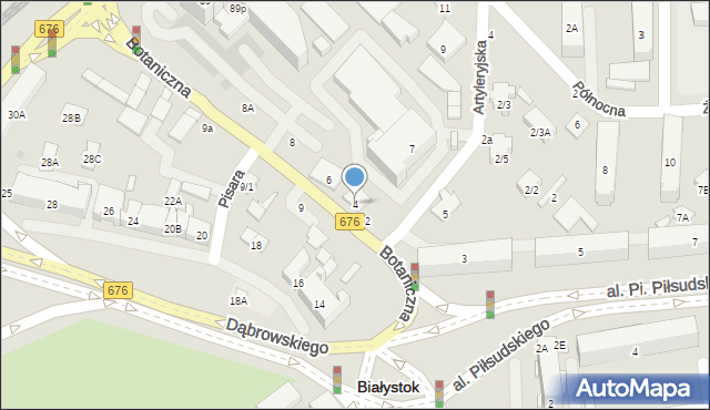 Białystok, Botaniczna, 4, mapa Białegostoku