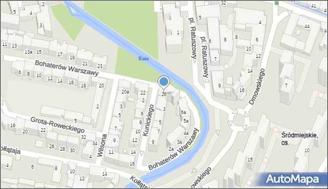 Bielsko-Biała, Bohaterów Warszawy, 26, mapa Bielsko-Białej