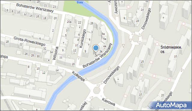 Bielsko-Biała, Bohaterów Warszawy, 2a, mapa Bielsko-Białej