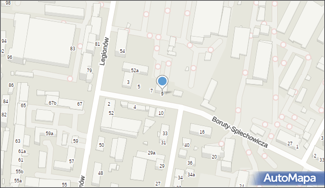 Bielsko-Biała, Boruty-Spiechowicza Mieczysława, gen., 9, mapa Bielsko-Białej