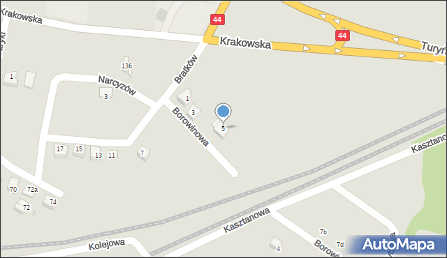 Bieruń, Borowinowa, 5, mapa Bieruń