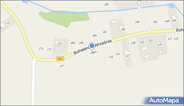 Biskupice Radłowskie, Bohaterów Września, 135, mapa Biskupice Radłowskie