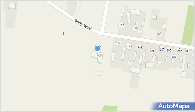 Boby-Wieś, Boby-Wieś, 1A, mapa Boby-Wieś
