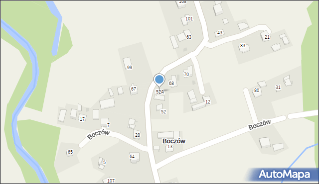 Boczów, Boczów, 52A, mapa Boczów