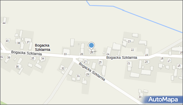 Bogacka Szklarnia, Bogacka Szklarnia, 26, mapa Bogacka Szklarnia