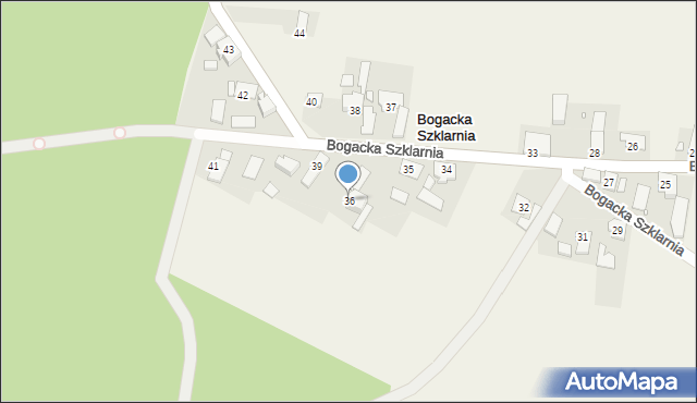 Bogacka Szklarnia, Bogacka Szklarnia, 36, mapa Bogacka Szklarnia