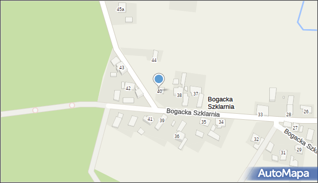 Bogacka Szklarnia, Bogacka Szklarnia, 40, mapa Bogacka Szklarnia