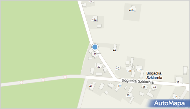 Bogacka Szklarnia, Bogacka Szklarnia, 43, mapa Bogacka Szklarnia