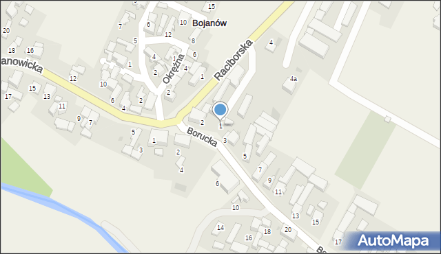 Bojanów, Borucka, 1, mapa Bojanów