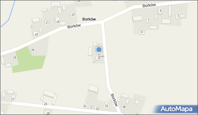 Borków, Borków, 12, mapa Borków