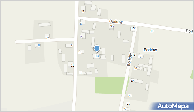 Borków, Borków, 13, mapa Borków