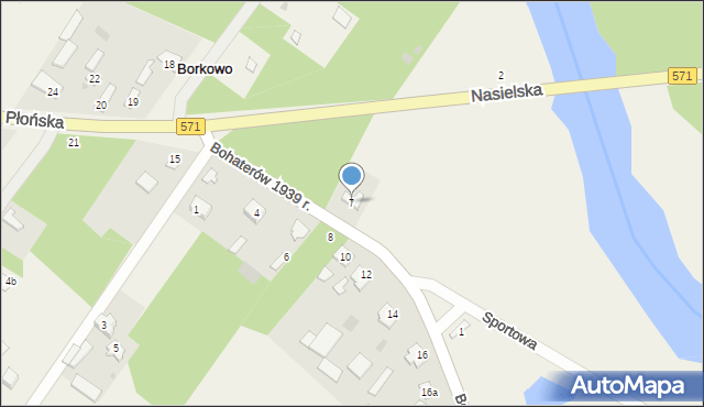 Borkowo, Bohaterów 1939 r., 7, mapa Borkowo