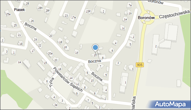 Boronów, Boczna, 10, mapa Boronów