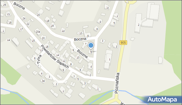 Boronów, Boczna, 5, mapa Boronów