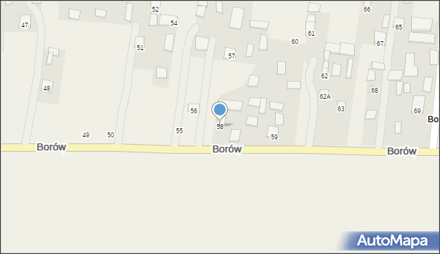 Borów, Borów, 58, mapa Borów