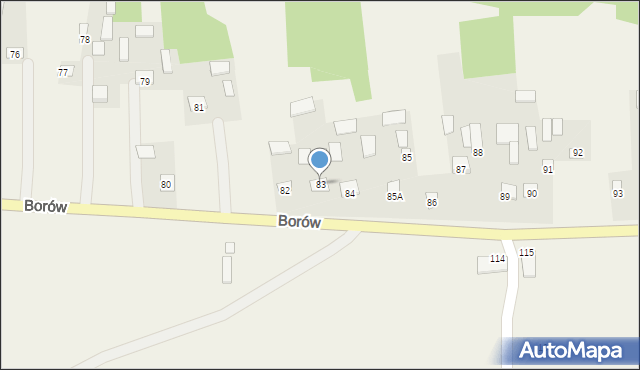 Borów, Borów, 83, mapa Borów