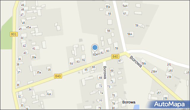 Borowa, Borowa, 62A, mapa Borowa