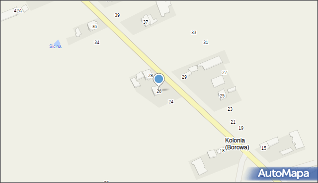 Borowa, Borowa, 26, mapa Borowa