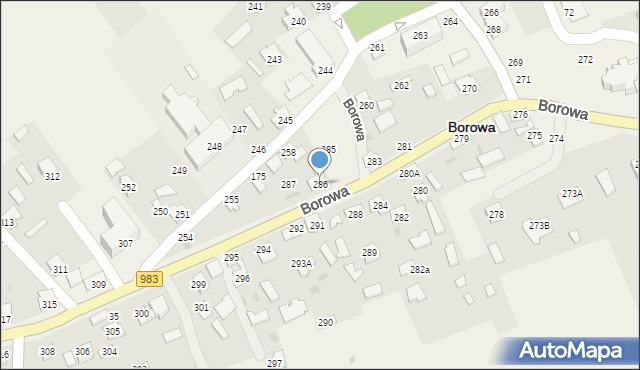 Borowa, Borowa, 286, mapa Borowa