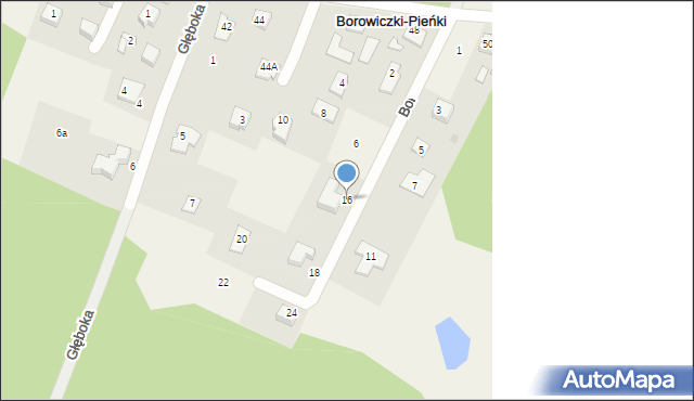 Borowiczki-Pieńki, Borówkowa, 16, mapa Borowiczki-Pieńki